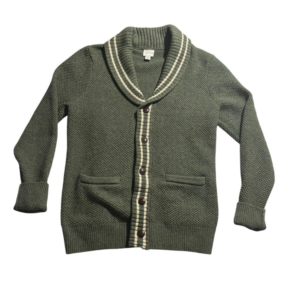 Men’s J. Crew rugged merino wool cardigan sweater green medium m